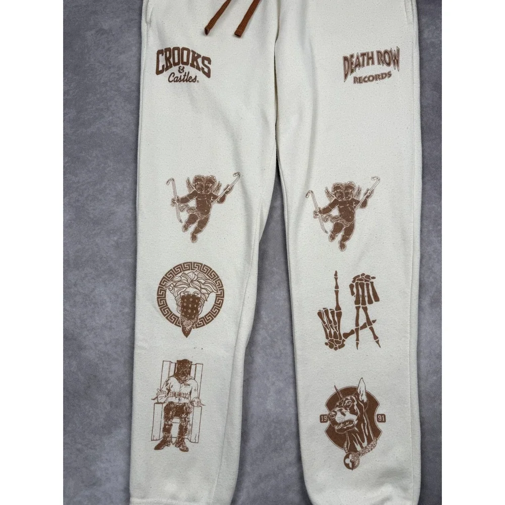 Crooks & Castles Death Row Records Pants Mens Large White Graphic Joggers 2022 - Picture 2 of 16